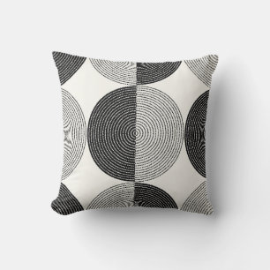 Black and white circles seamless pattern cushion