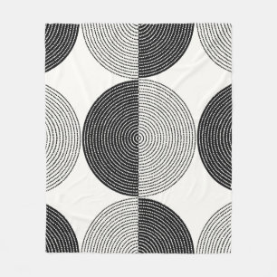 Black and white circles seamless pattern fleece blanket