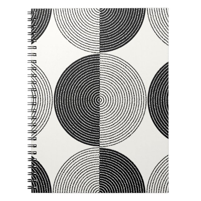 Black and white circles seamless pattern notebook (Front)