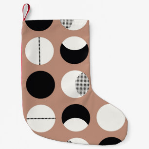 Black and white circles seamless pattern small christmas stocking