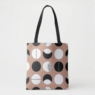 Black and white circles seamless pattern tote bag