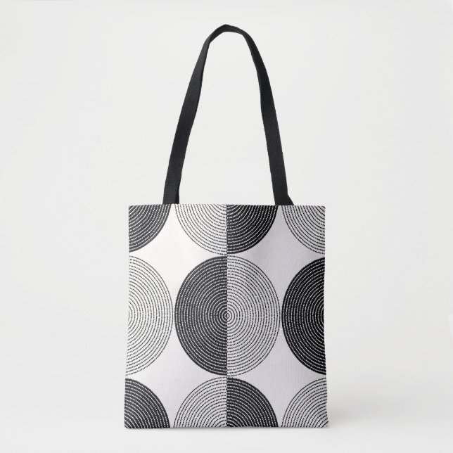 Black and white circles seamless pattern tote bag (Front)