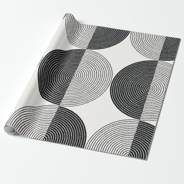 Black and white circles seamless pattern wrapping paper (Unrolled)