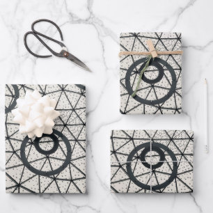 Black and White Circles Wrapping Paper Sheet