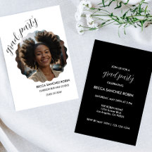 Black and white class of 2025 black Invitation