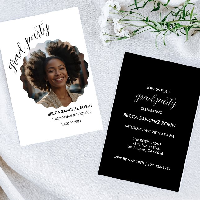 Black and white class of 2025 black Invitation (Creator Uploaded)