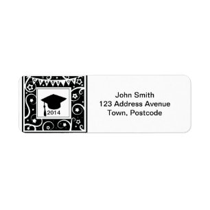 Black and white class of custom year graduation