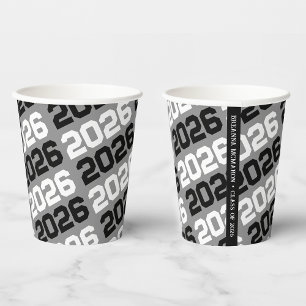 Black and White Class Year Graduation Paper Cups