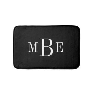 Black and White Classic 3 Letter Monogram Bath Mat