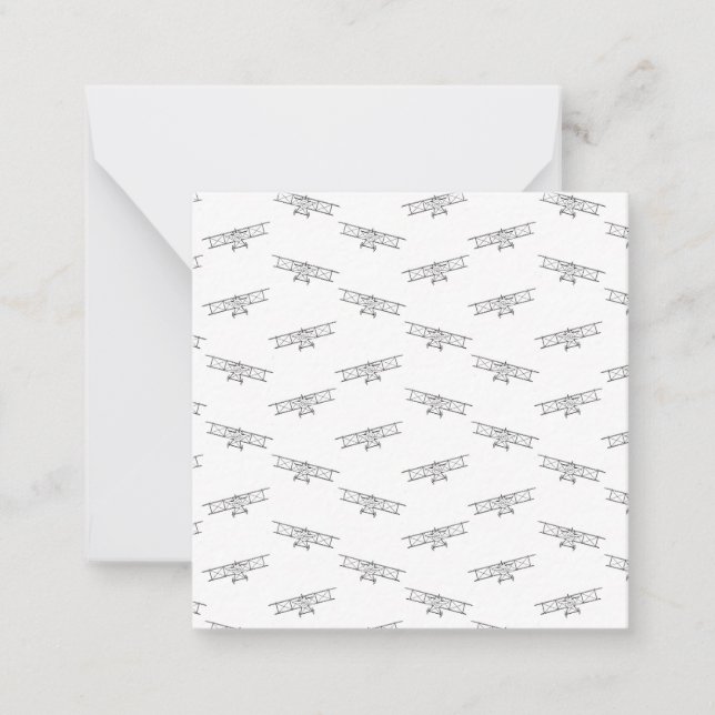 Black and White Classic Aeroplanes Pattern Planes Card (Front)