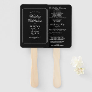 Black And White Classic Art Deco Wedding Program Hand Fan