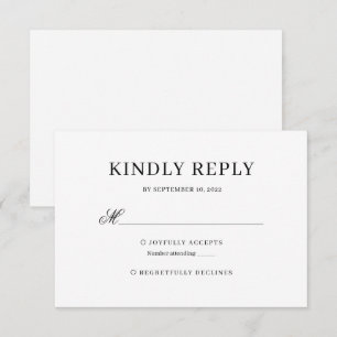 Black and White Classic Calligraphy Wedding Rsvp Card
