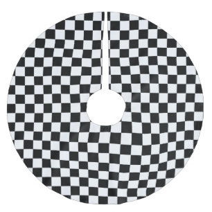 Black and White Classic Chequerboard by STaylor Brushed Polyester Tree Skirt
