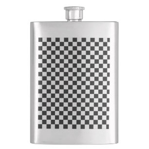 Black and White Classic Chequerboard by STaylor Hip Flask