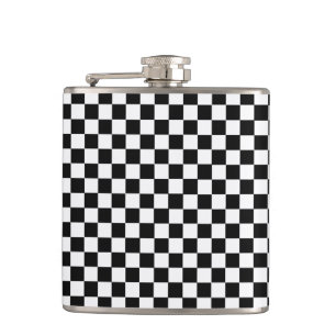 Black and White Classic Chequerboard by STaylor Hip Flask