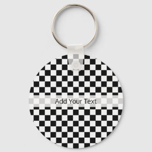 Black and White Classic Chequerboard by STaylor Key Ring