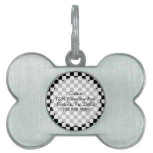 Black and White Classic Chequerboard by STaylor Pet ID Tag