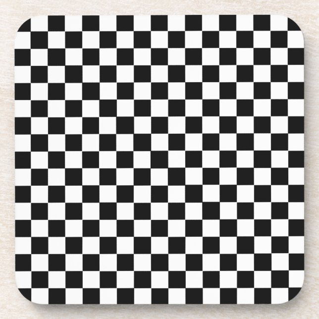 Black And White Classic Chequerboard Coaster (Front)