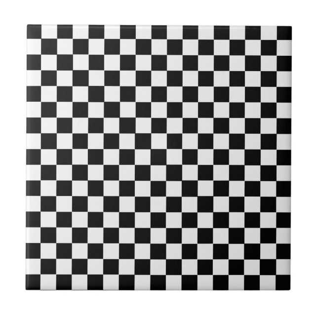 Black And White Classic Chequerboard Tile (Front)