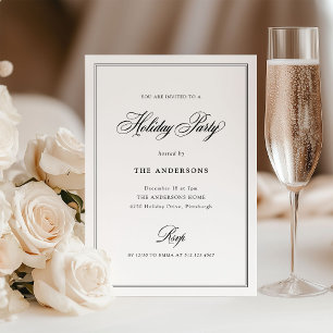 Black and White Classic Elegance Holiday Party Invitation