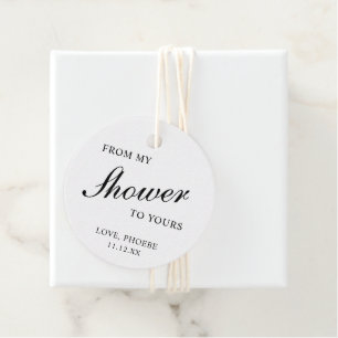 Black and White Classic Elegant Bridal Shower Favour Tags