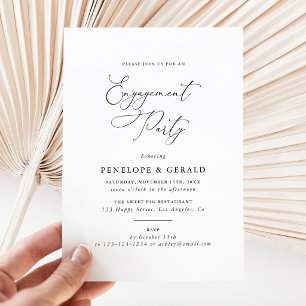 Black And White Classic Elegant Engagement Party  Invitation