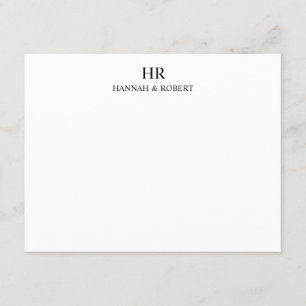 Black and White Classic Elegant Minimal Monogram Card