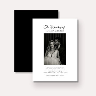 black and white classic elegant  photo wedding invitation