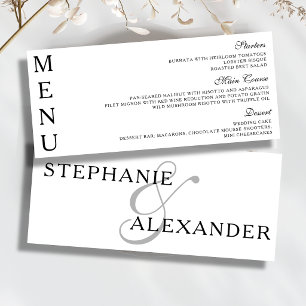 Black And White Classic Elegant Wedding Dinner Menu