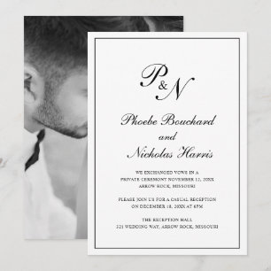 Black and White Classic Elegant Wedding Reception Invitation
