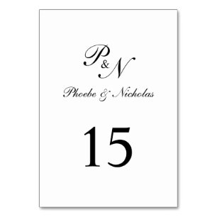 Black and White Classic Elegant Wedding Table Number