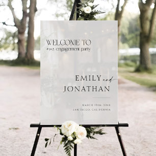 Black and White Classic Engagement Party Welcome  Acrylic Sign