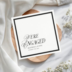 Black and White Classic Formal We're Engaged Napkin