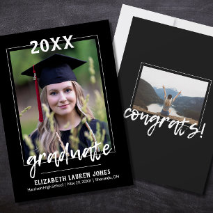 Black and White Classic Graduation Announcement