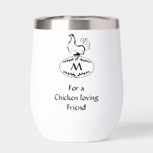 Black and White Classic Hen on a Monogram Egg