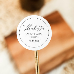 Black and White Classic Italian Elegance Wedding Round Sticker