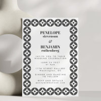 Black and White Classic Mid Mod Geometric Wedding