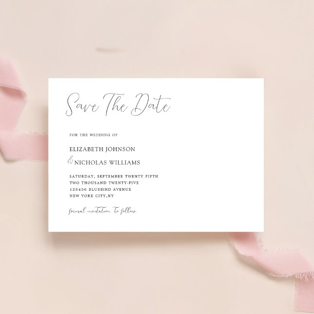 black and white classic minimalist wedding  save the date (Creator Uploaded)