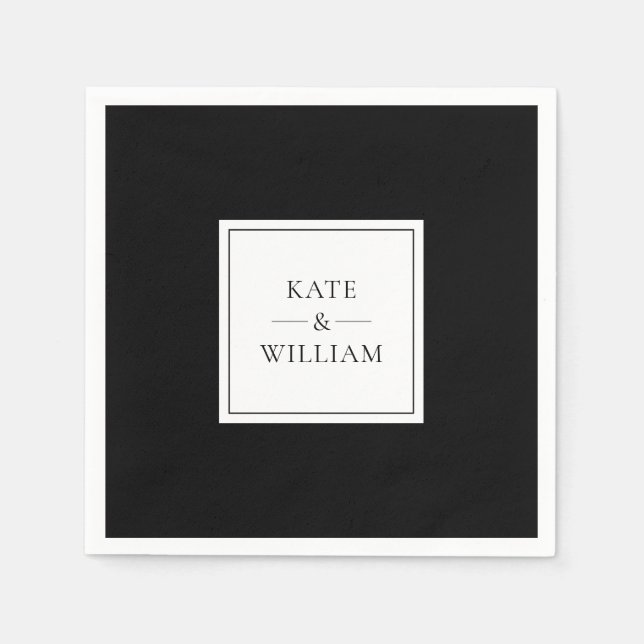 Black And White Classic Modern Wedding Napkin (Front)