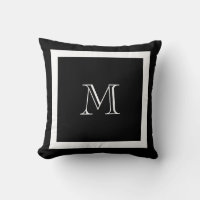 Black and White Classic Monogram Throw Pillow