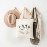 Black and White Classic Monogram Wedding Favour Tote Bag<br><div class="desc">Bold graphic traditional preppy monogram design with your custom bride and groom wedding monogram initials or your personal 3 letter monogram. Perfect for wedding favour tote bags or a personalised bridesmaid gift. Add your names and wedding date as a keepsake reminder for guests of your special day! Click the "Customise...</div>