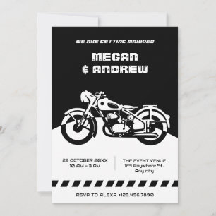 Black and White Classic Motorcycle wedding Invitation