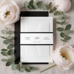 Black and White Classic Simple Minimalist Wedding Invitation Belly Band