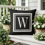 Black and White Classic Square Monogram Cushion<br><div class="desc">Design your own custom throw pillow in any colour combination to perfectly coordinate with your home decor in any space! Use the design tools to change the background colour and the square border colour, or add your own text to include a name, monogram initials or other special text. Every pillow...</div>