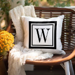 Black and White Classic Square Monogram Cushion<br><div class="desc">Design your own custom throw pillow in any colour combination to perfectly coordinate with your home decor in any space! Use the design tools to change the background colour and the square border colour, or add your own text to include a name, monogram initials or other special text. Every pillow...</div>