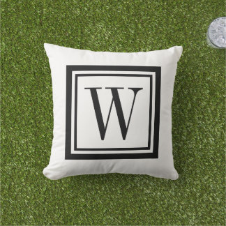 Black and White Classic Square Monogram Cushion