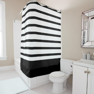 Black and white classic stripes shower curtain