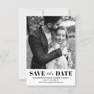 Black and White Classic Typography Photo Save The Date