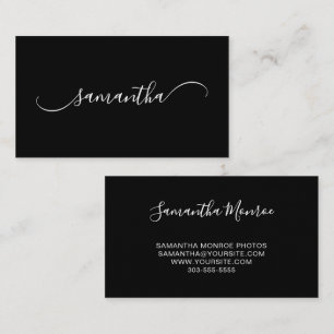 Black and White Classy Curved Swash Signature Name Business Card