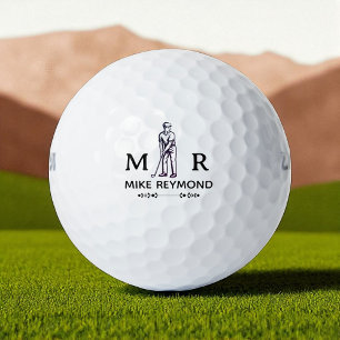 Black and White Classy Golfer  Golf Balls